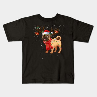 Santa Pitbull Christmas Tree Light Pajama Dog X-mas Matching Gift for Pitbull Dog Lover Kids T-Shirt